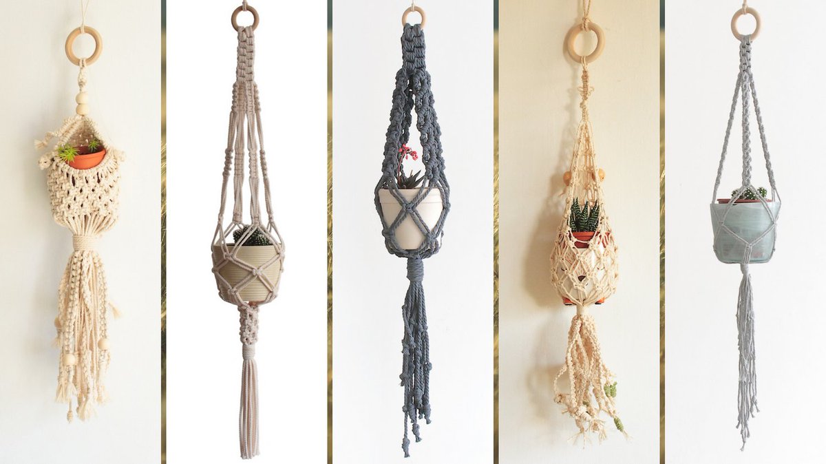 Our handcrafted Macrame items in neutral colours are amongst our customers' favourites.  Handcrafted with eco-friendly and often reclaimed materials 🌿💚  Visit amandatamsin.co.uk/handcrafted  #UKGiftHour #macrameplanthangers #shopindie