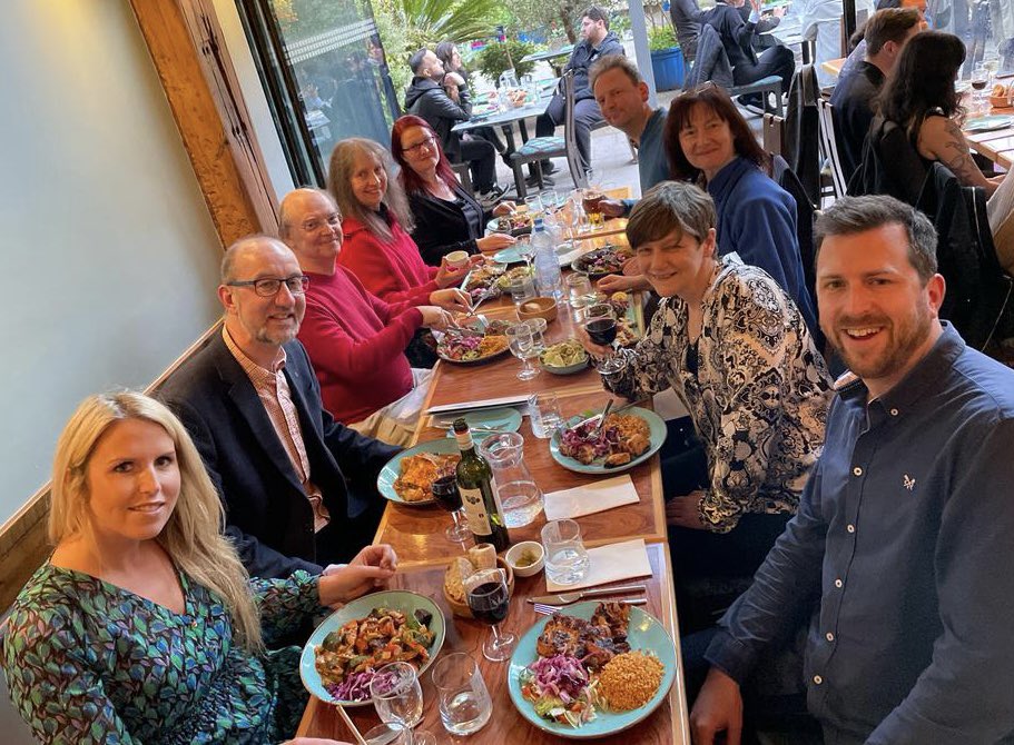 KeldEnsemble's tweet photo. Keld social at EV restaurant yesterday evening. Good food, drinks, conversation - &amp; music distributed for practising too! 🎻 🎶 https://t.co/CWfmsSUxIM