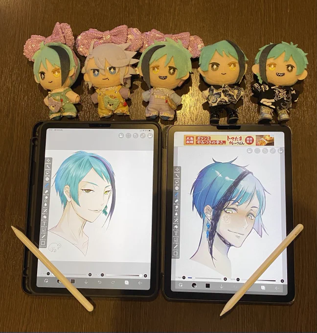 仲が良すぎて同じ向きに描いちゃった もちまるちゃんと遊んでます