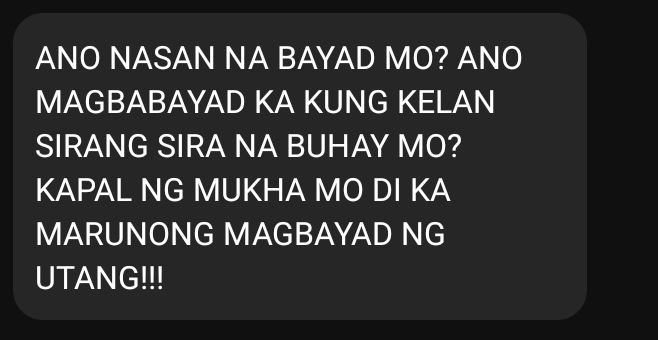 Sofyy1924's tweet photo. Hindi mkaturangang paniningil ng mga OLA. 
SHUT DOWN ILLEGAL AND ABUSIVE OLA

#FightOnlineLoanSharks
#UOVM @senatePH @IdolRaffyTulfo @WinGatchalian74 @SenGracePOE @Cynthia_Villar https://t.co/BkNYyA4Xek