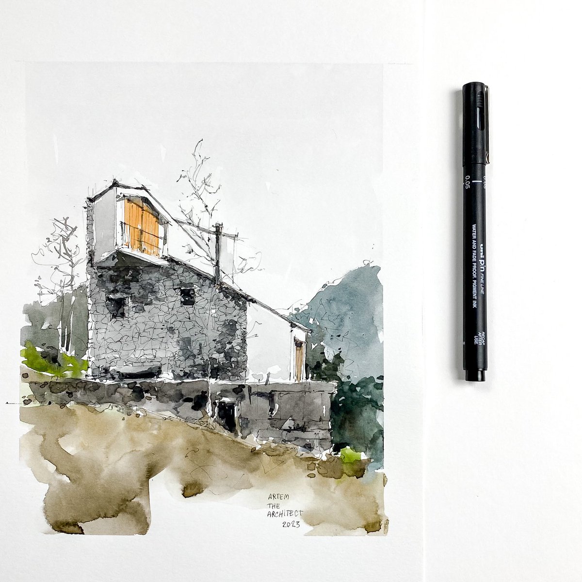 art_emko's tweet photo. Watercolor sketch of the Vacation House of an Artist (1964) by Pino Pizzigoni | CN10Architetti
#architecture #italy #watercolor #sketch #drawing #painting #art #architect #architectural #house #artist https://t.co/o7COfGEYeg