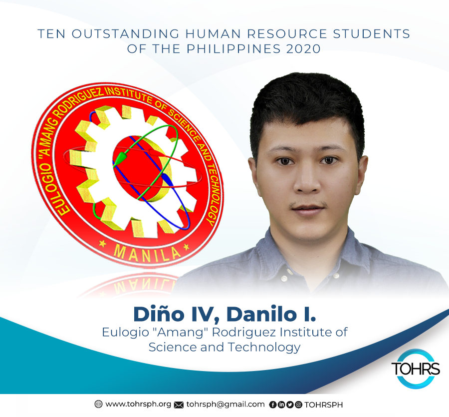 tohrsph's tweet photo. Danilo Ismael Dino IV - Eulogio “Amang” Rodriguez Institute of Science and Technology

#TOHRS2020 #HREAP https://t.co/fT8PD86Wuv