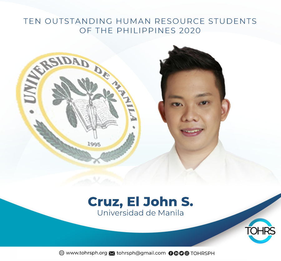 tohrsph's tweet photo. El John Sagun Cruz - Universidad de Manila

#TOHRS2020 #HREAP https://t.co/8LEMt3iXp2