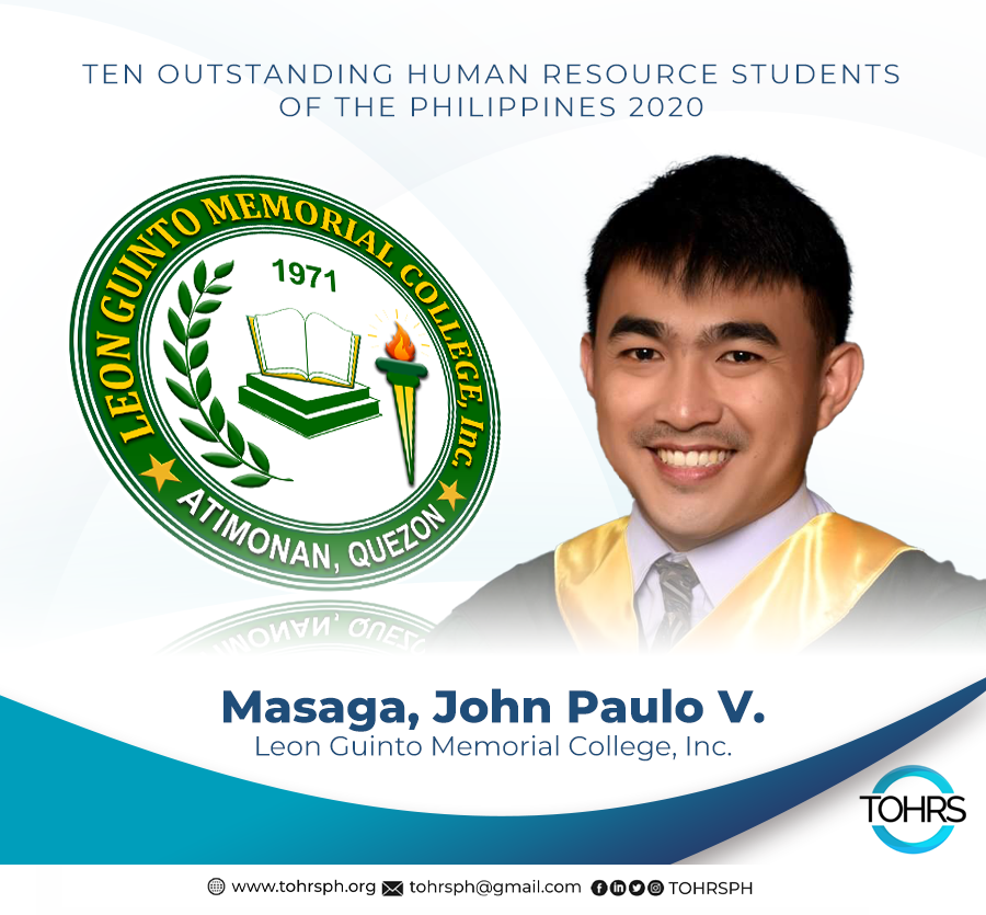 tohrsph's tweet photo. John Paulo Villamiel Masaga - Leon Guinto Memorial College, Inc

#TOHRS2020 #HREAP https://t.co/H41qhh6Rqc