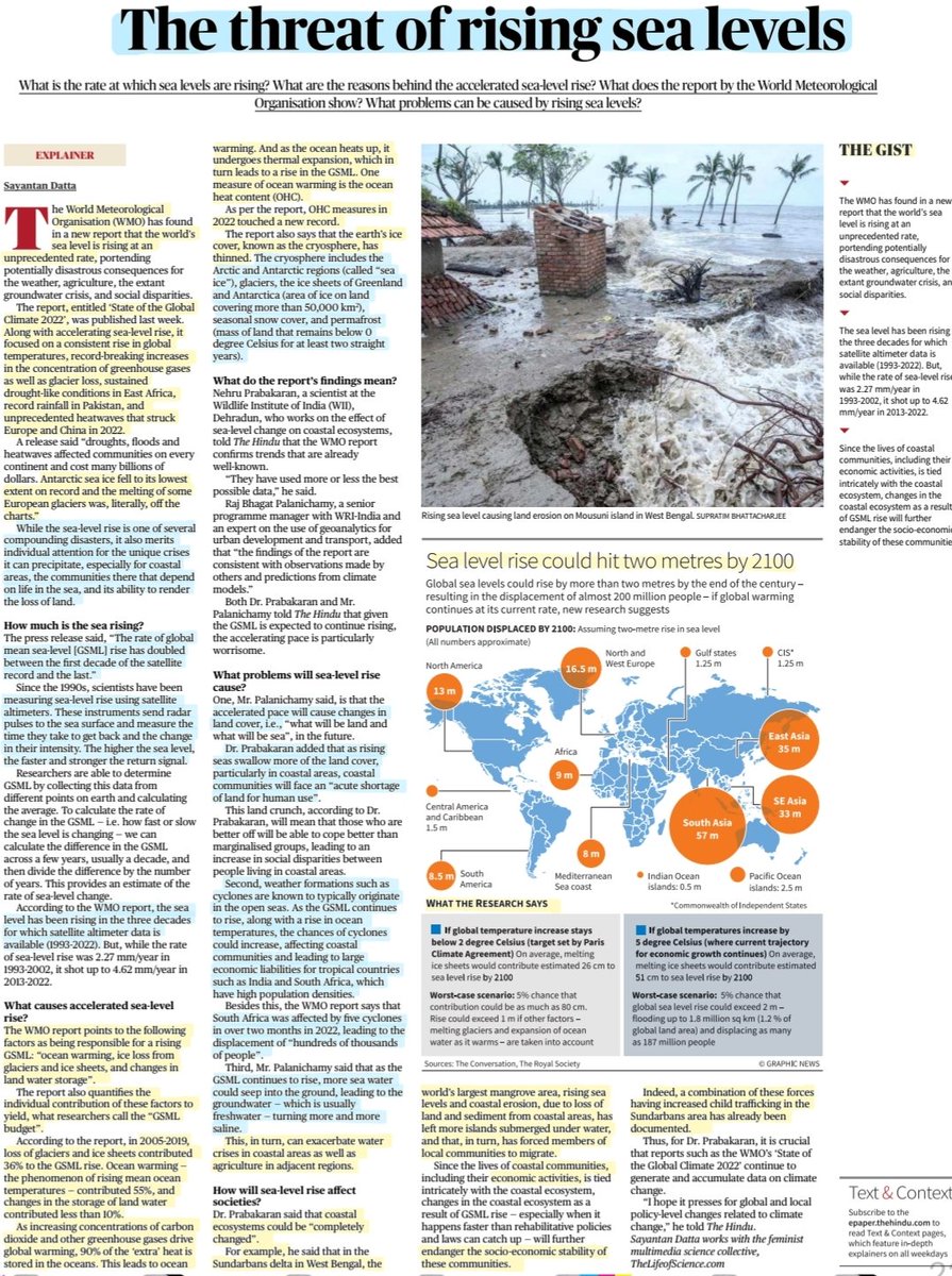 'The Threat of Rising Sea Levels'
:Well Explained

#OceanWarming #SeaLevelRise #GSML #globalwarming #glacier #IceLoss #drought #Flood #Cyclones #Groundwater 
#agriculture #crisis 
#ClimateActionNow

#UPSC2023
#UPSC 

Source: TH