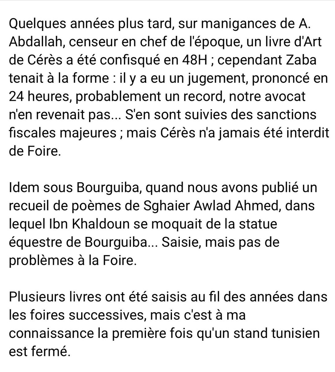 Témoignage de <a href="/KarimBensmail/">Karim BenSmail</a> directeur des éditions Cérès à propos de la censure en Tunisie.