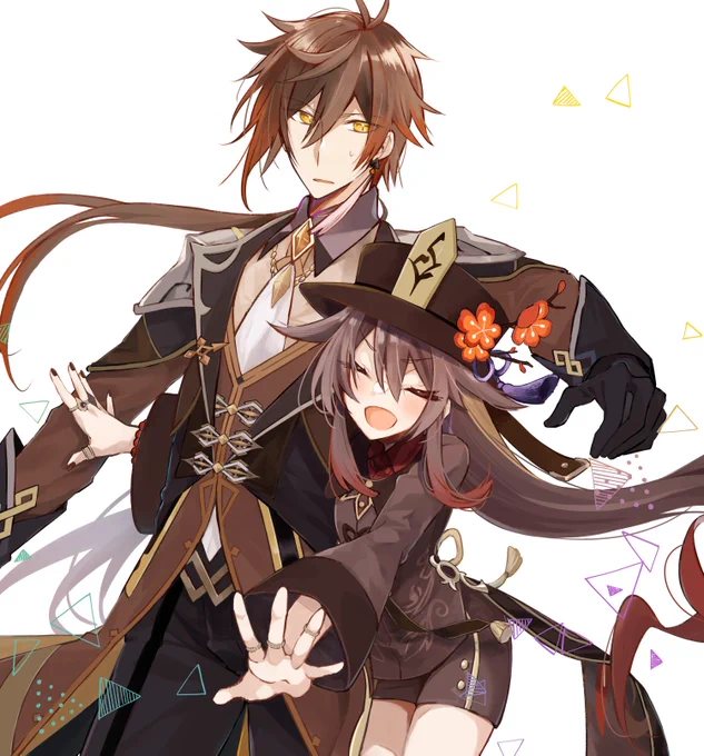「どーーーん!!!えへへ、驚いた?」 往生堂コンビ! #原神 #GenshinImapct #HuTao #zhongli