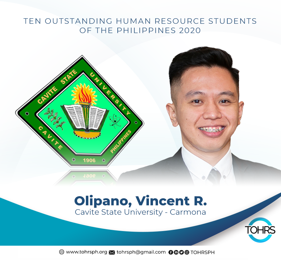 tohrsph's tweet photo. Vincent Robel Olipano - Cavite State University – Carmona

#TOHRS2020 #HREAP https://t.co/zgkh1v8BbM