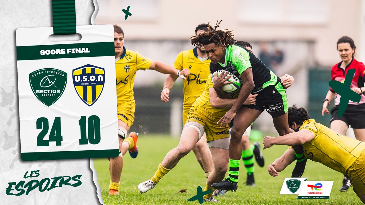 SectionPaloise's tweet photo. ๐ฅ En s'imposant 24-10 face ร Nevers, nos Espoirs valident leur ticket pour les 1/2 finales du Championnat Espoirs Accession ! Bravo ร tous !
#SectionEspoirs #SectionFormation #HonhaSection https://t.co/JrjSPMweXz