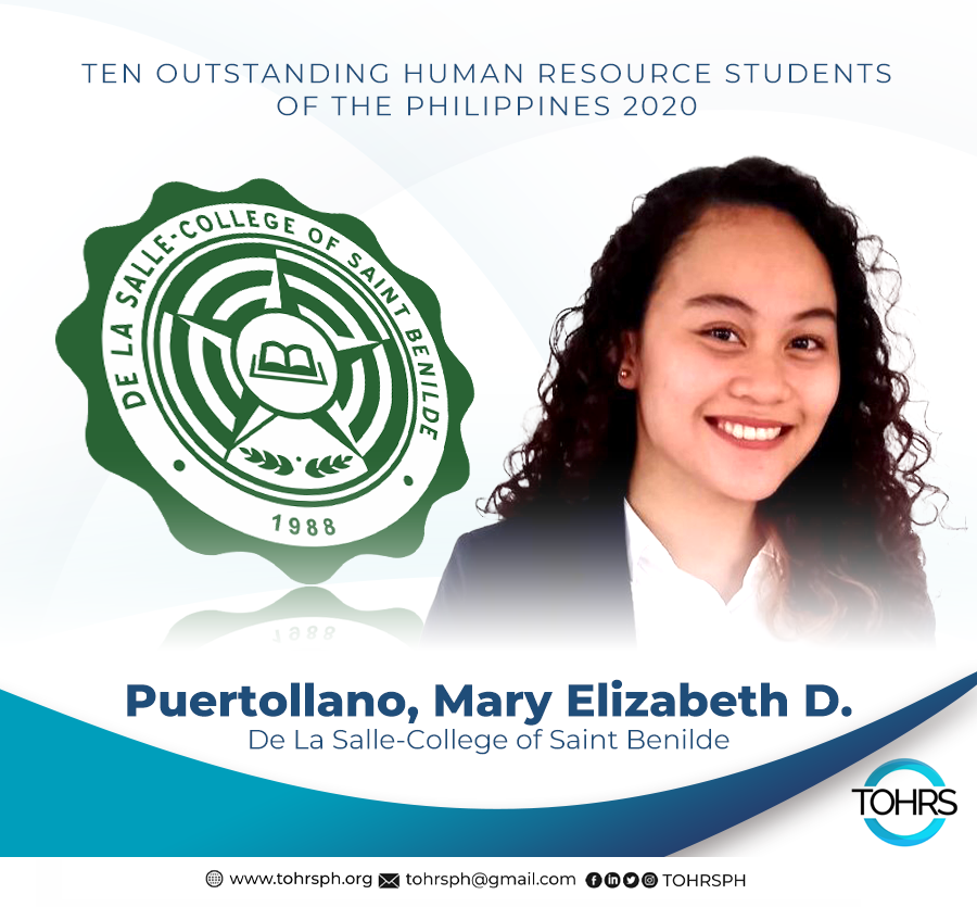 tohrsph's tweet photo. Mary Elizabeth Del Moral Puertollano - De La Salle - College of Saint Benilde

#TOHRS2020 #HREAP https://t.co/CqhpTmXXCI