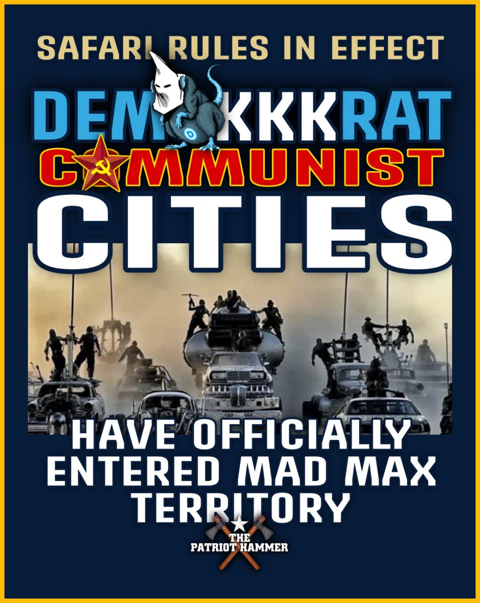 patriot_hammer's tweet photo. In what city or state led by DemoKKKrat Communists☠️ are you willing to live and risk everything?
#SafariRules 🦏 🦍 in Effect https://t.co/U1xSyeN3Uf