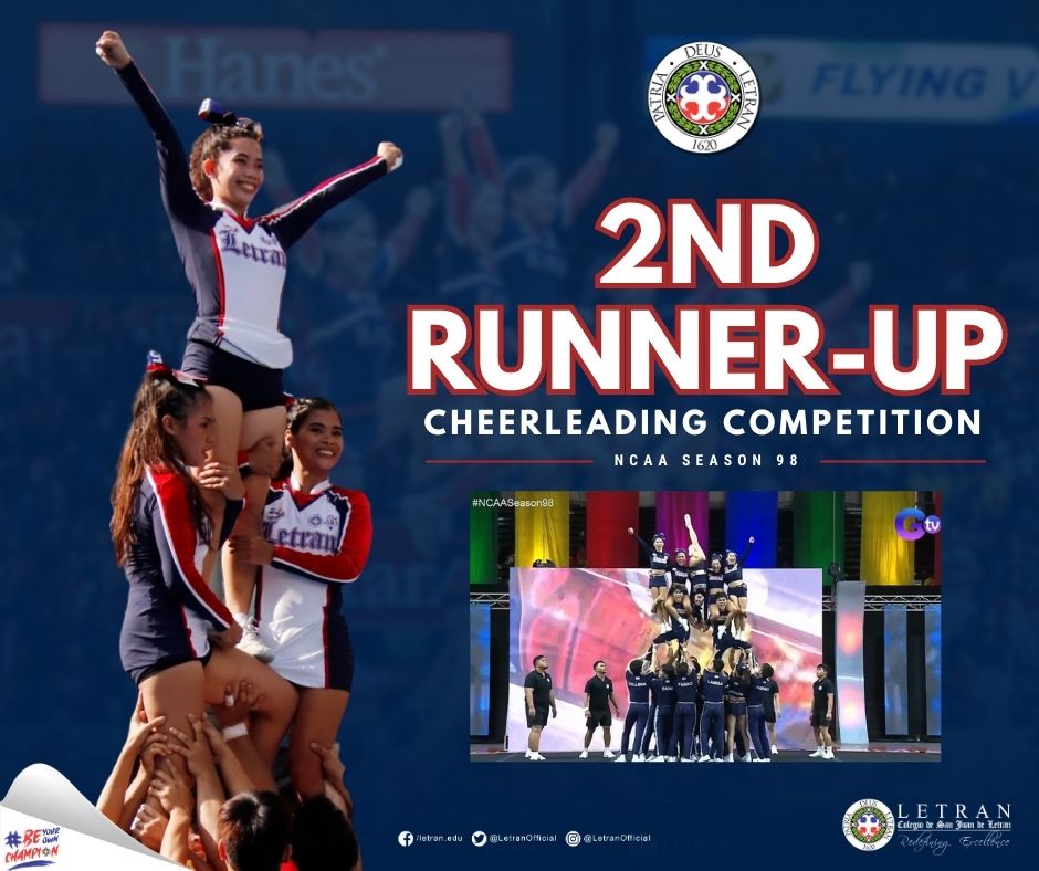 LetranOfficial's tweet photo. 2ND RUNNER-UP!

Congratulations to the Letran Cheering Squad on a job well done! Your performance was more than just a routine - it was a powerful expression of the Arriba Spirit. 

Thank you for inspiring us all. Arriba Letran!

#BeYourOwnCampion https://t.co/oKakULJ628