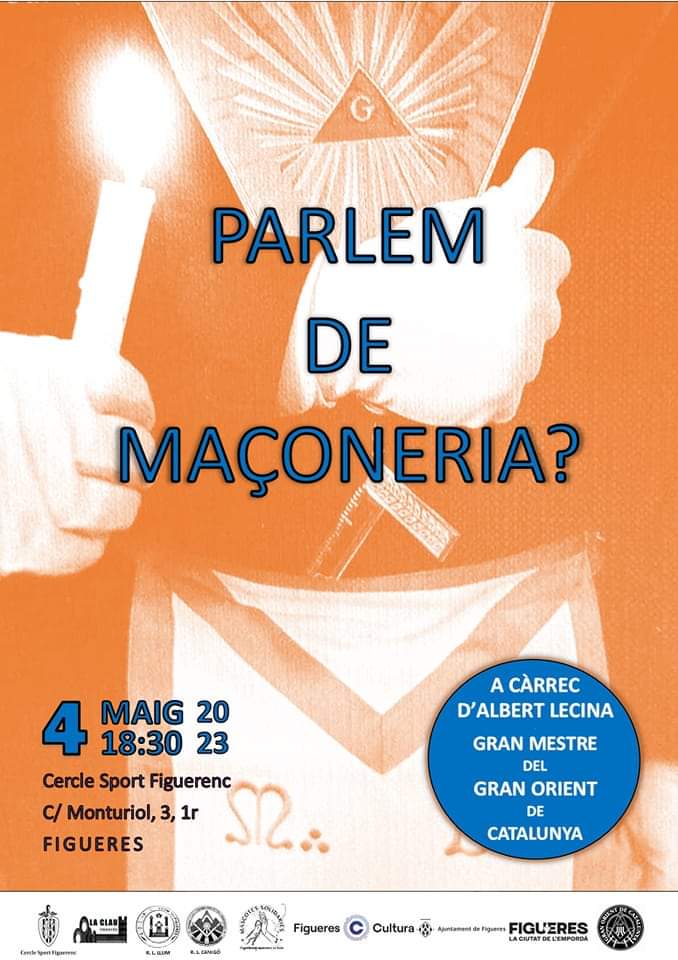 CONFERÈNCIA DEL GRAN MESTRE DEL GOC, ALBERT LECINA, EL 4 DE MAIG A FIGUERES.
PARLEM DE MAÇONERIA?