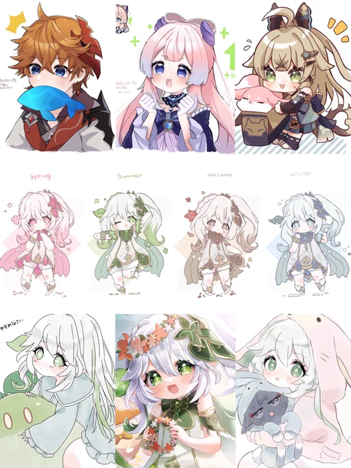 #今月描いた絵を晒そう +依頼絵1件でした!あっという間の1ヶ月🙂ナヒーダ多めの月でした🌿