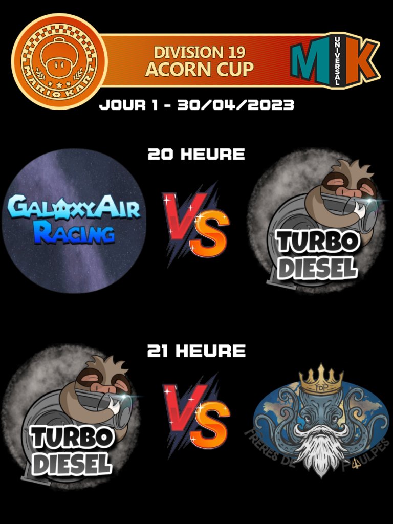 TurboDiesel_mk8's tweet photo. Jour 1 de MKU 🔥 Je mettrai les chaînes des streamers/euses pour suivre les matchs en com de ce poste ⬇️ https://t.co/XWErtDh9fs