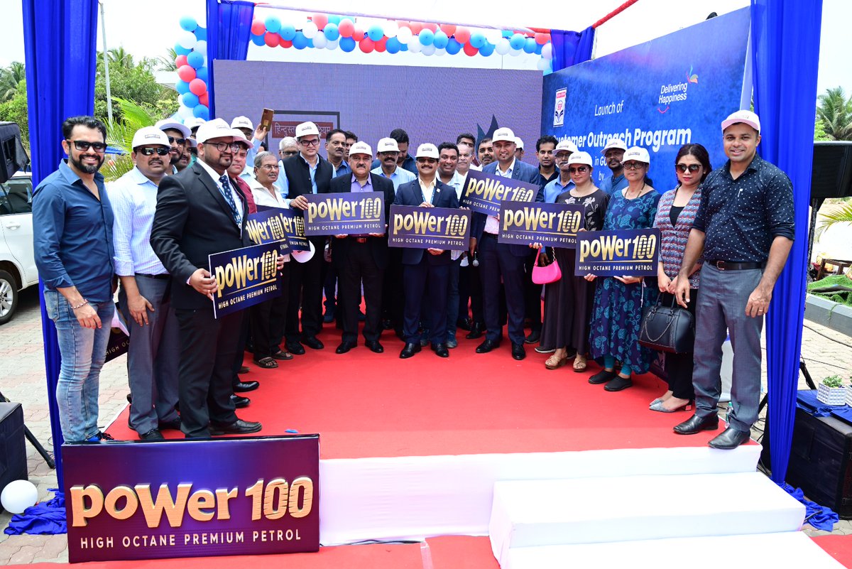 HPCL's tweet photo. #poWer100,  our high octane #premium #petrol was launched at #Goa by Director-Marketing, Sh. Amit Garg in presence of ED-I&C Sh. Subodh Batra, esteemed customers & officers.

Experience superior anti-knocking properties that improve engine power for faster acceleration and better fuel economy with poWer100.