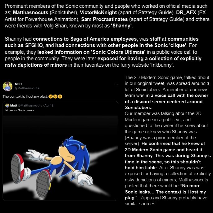 SLN on Twitter: "The prior tweet did have a lack of evidence, and while we  can't reveal everything, this is the source of most of the Sonic leaks that  have been spread