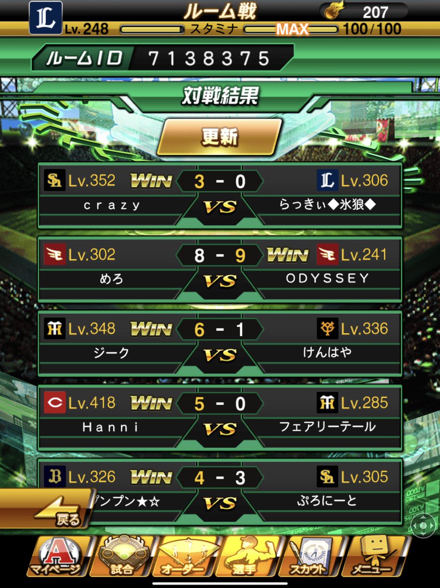 昨日　NEO様
本日　神拳様

3-2.4-1 でした
対抗戦ありがとうございました🙇‍♂️
<a href="/Neo_neo_00/">ЖNeo</a> 
<a href="/SHINKENkuran/">プロスピクラン　∞神拳∞</a>