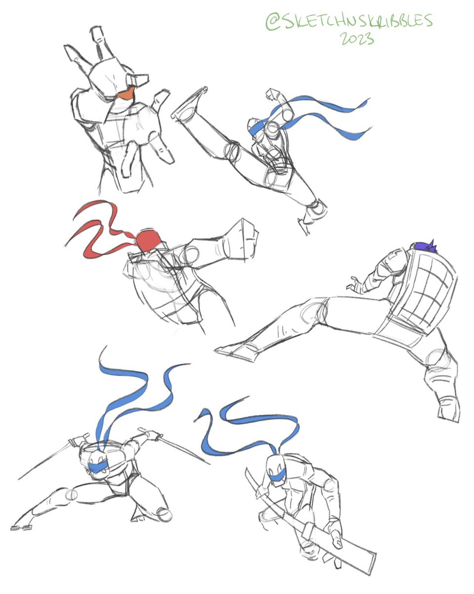 Sketchnkribbles's tweet image. Posing practice with my current favs🥰
#tmnt #rottmnt #posepractice #roughsketches