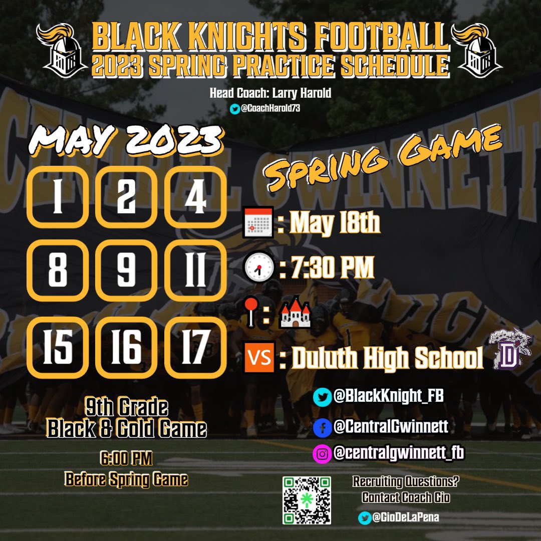 🚨 SPRING SCHEDULE 🚨

Central Gwinnett High School 
564 W Crogan St
Lawrenceville, GA 30046

#NEGARecruits