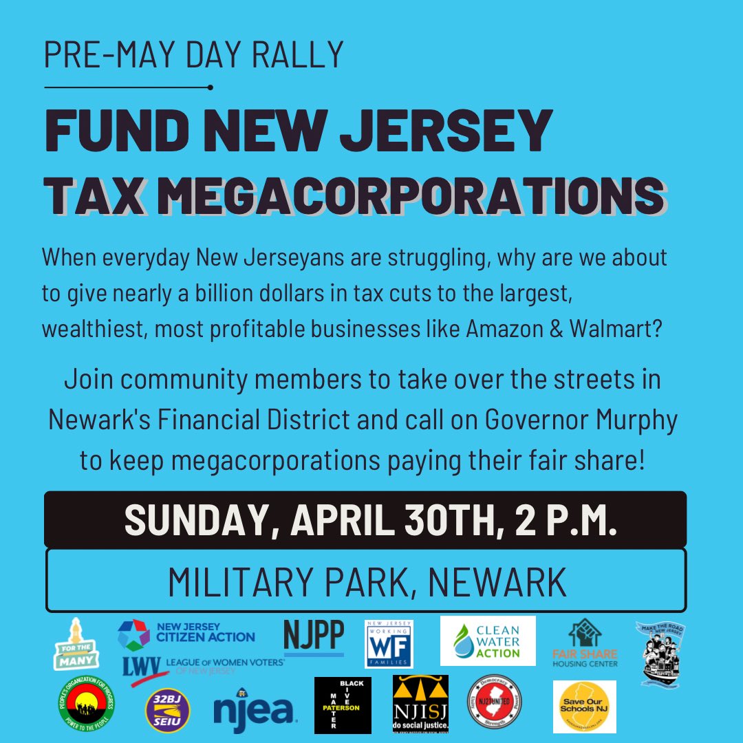 ForTheManyNJ's tweet photo. 🥁We're excited to announce co-sponsors of the #FundOurNJ rally on Sunday. We stand with:
 
👩🏾‍🏫Teachers 
👪Parents 
🏞️Environmental advocates 
👷🏾‍♂️Workers 
✊🏾Racial Justice advocates 

United we call @NJGov to tax wealthy corporations &amp; fund OUR New Jersey

#FundOurFamiliesTaxAmazon https://t.co/xdrwrxAqKP