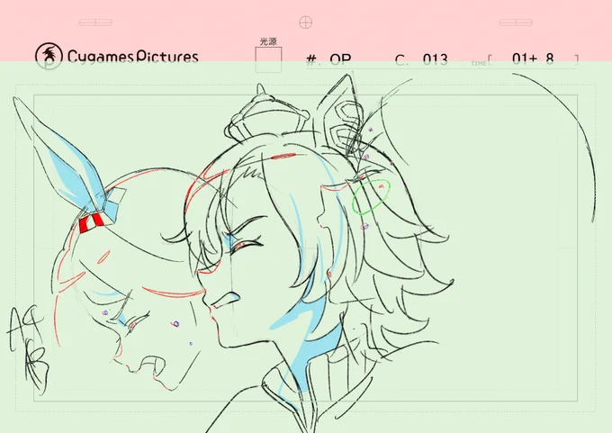 RTTTのOP、総作監修  第三話でもお世話になったおだしさんのパートです。 感謝…。  #ウマ娘 #ウマ娘ロードトゥーザトップ
