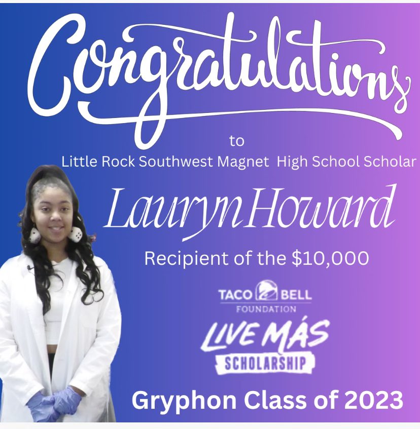 drmvpj's tweet photo. Little Rock Southwest Magnet High School Scholar!! Super Star……..Scholarship Winner https://t.co/w8t3zm71Xu