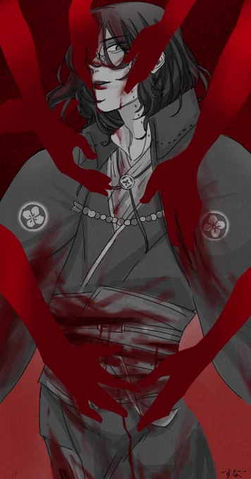 #リプきたキャラの顔を血塗れにする 大変お待たせ致しました!! 血濡れ男士お納めください!!