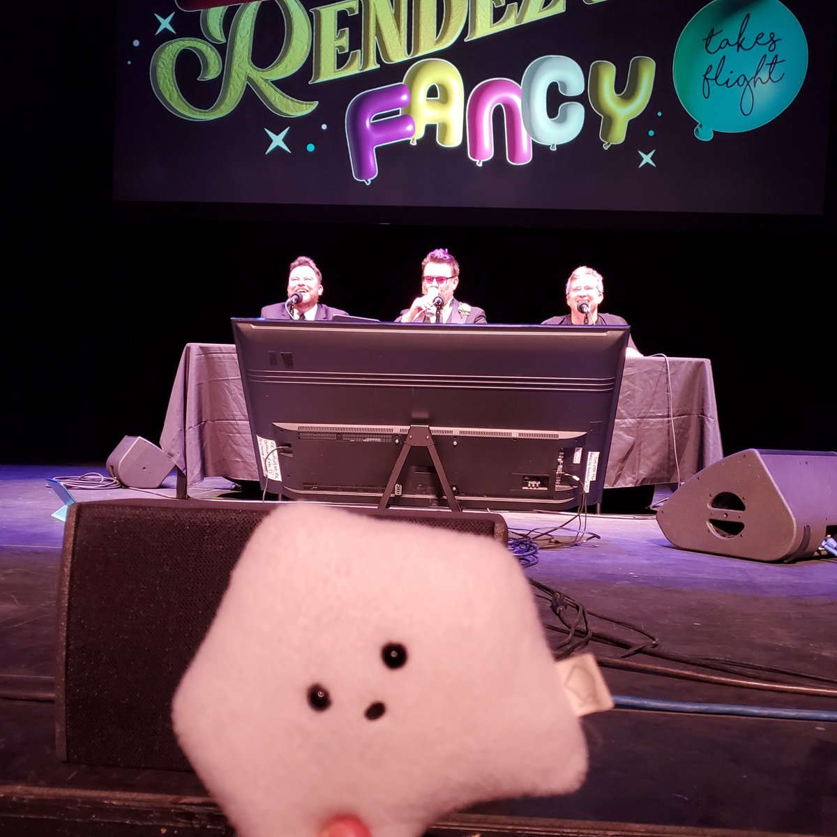 sucklet7's tweet photo. last night my human took me to a show called "#mbmbam". human says everyone was there to see these guys, but i think they were really there to see me.
#mbmbamlive. #sucklet. #stagelet. https://t.co/YpFbmzRA3H
