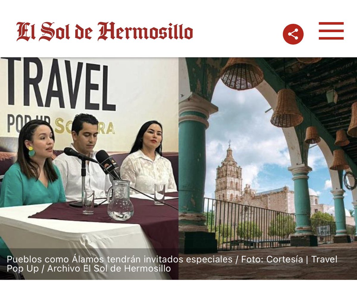 “Travel Pop Up Sonora: una oportunidad de crecimiento en el turismo” - vía <a href="/ElSolHermosillo/">El Sol de Hermosillo</a> 

<a href="/VisitSonora/">Visit Sonora</a> @Mondo_Es #TravelPopUpSonora  

elsoldehermosillo.com.mx/local/travel-p…