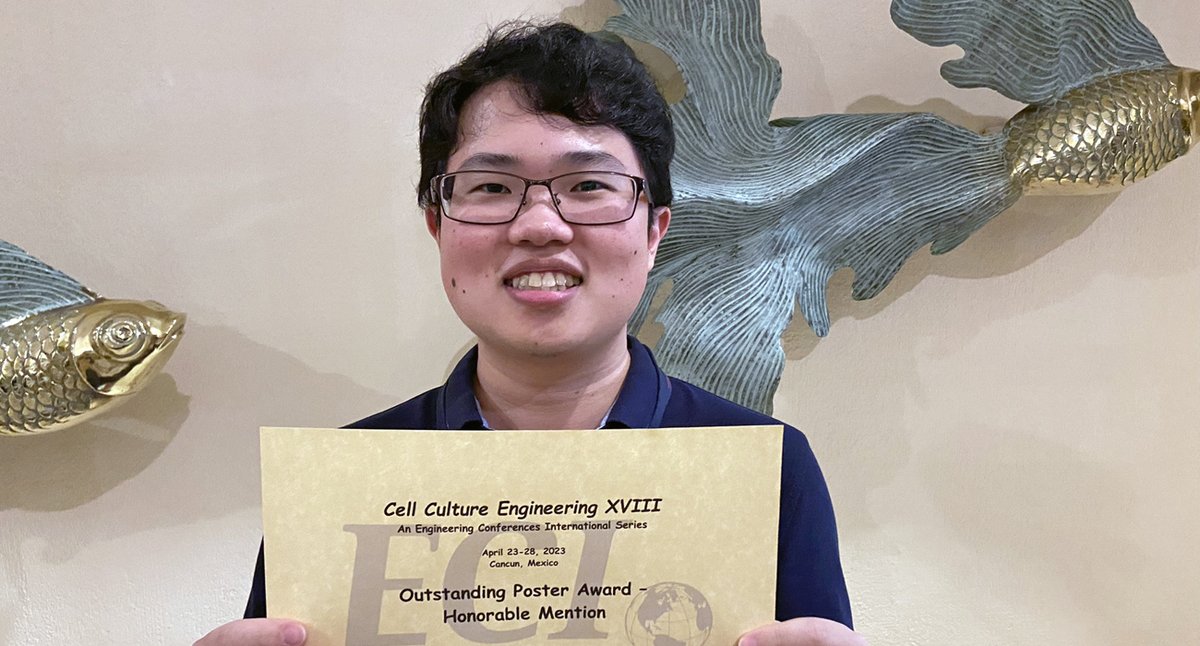AntoniewiczLab's tweet image. Congratulations to Harry Cai and Lauren Cordova for winning awards for outstanding posters at the Cell Culture Engineering XVIII Conference in Cancun, Mexico!