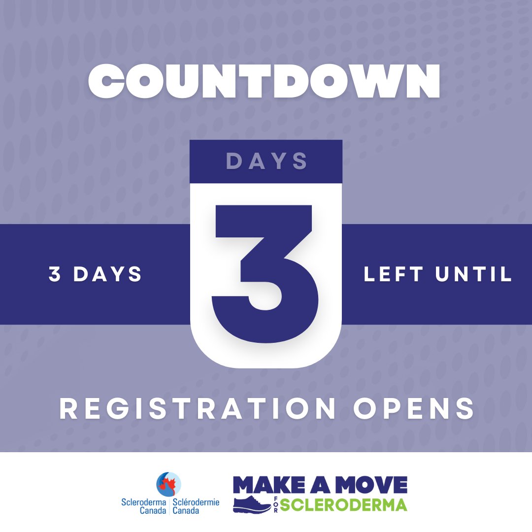 SclerodermaCAN's tweet image. Registration opens in 👉3 days!👈 We're excited to see how you're going to #MakeAMoveForScleroderma with us, Canada!
#scleroderma #HardWordHarderDisease