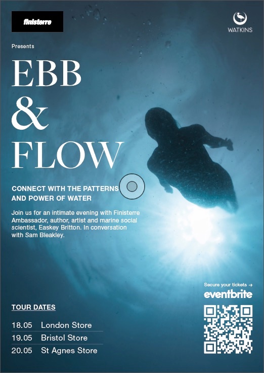 Join me in a celebration of our ocean connection on my ‘Ebb & Flow’ book tour hosted by @finisterre next month at London, Bristol and St Agnes… Book now: eventbrite.co.uk/o/finisterre-7…