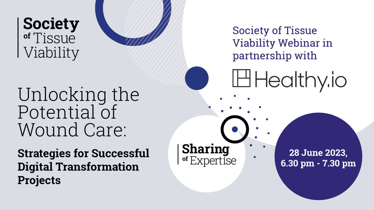 Join us for 'Unlocking the potential of wound care: Strategies for successful digital transformation projects' - FREE webinar sponsored by <a href="/Healthyio1/">Healthy.io</a> Suitable for all members of wound care teams #digitalwoundcare societyoftissueviability.org/whats-on/unloc…