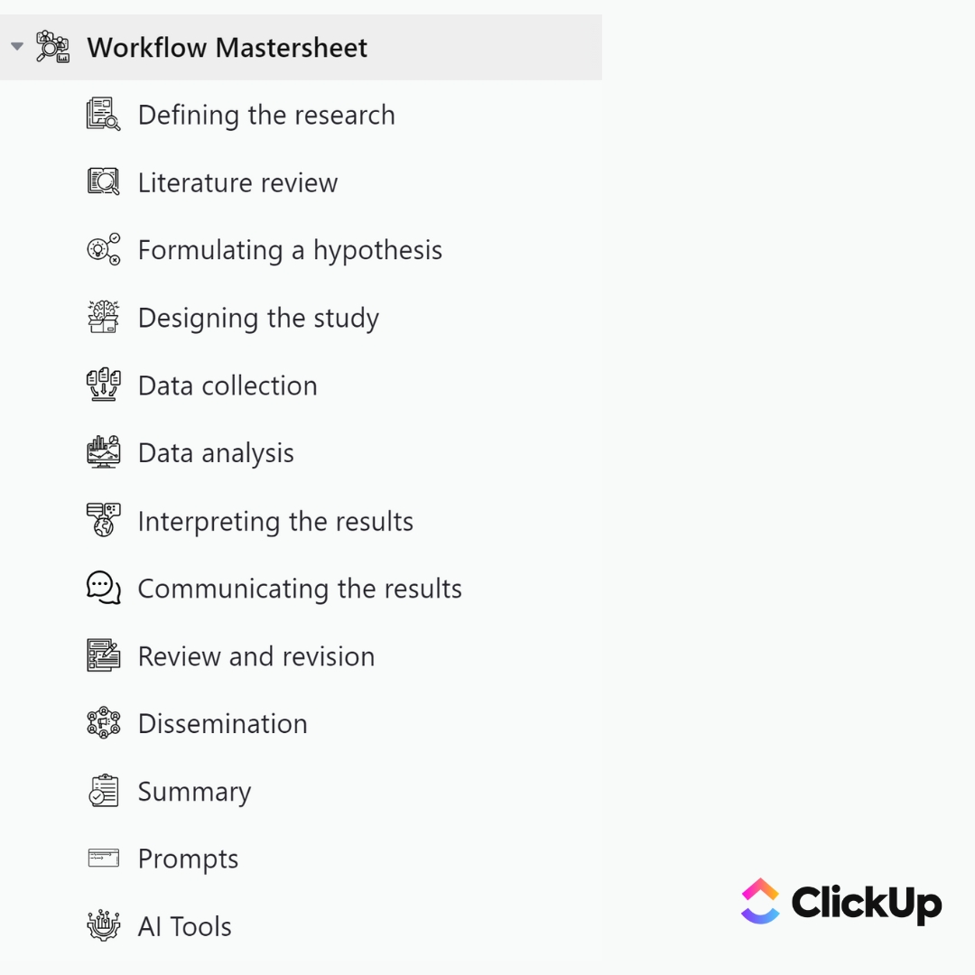 I've prepared a ClickUp resource on Workflow Mastersheet 

It is FREE today

But after 24 hours, it will cost $$$

To get it,
1. Like
2. Retweet 
3. Comment ' 🙏🏻'

And I'll send it to you for FREE