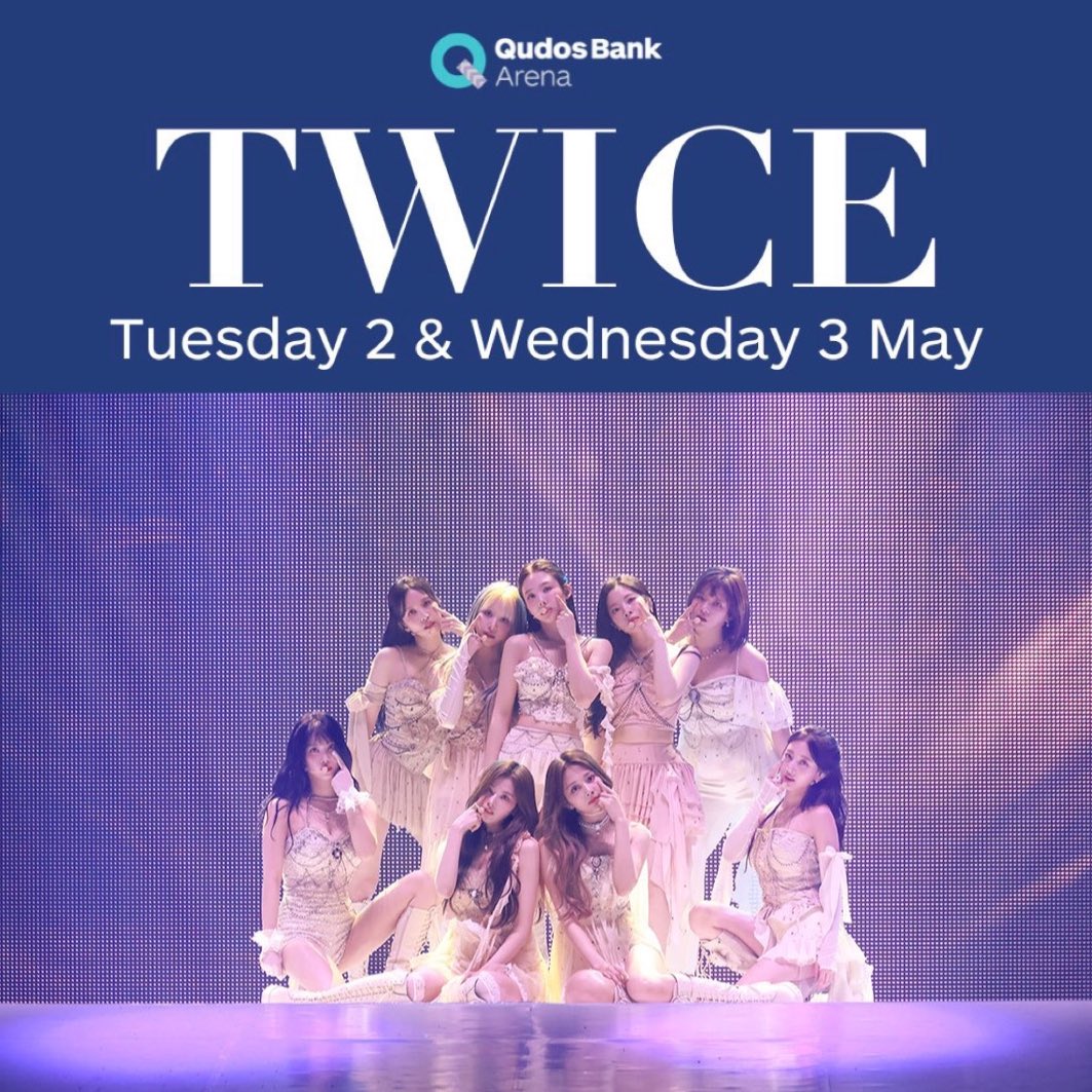 thisisforwtour's tweet photo. Tomorrow, TWICE will be offering their first ever concert in Sydney Australia with 2 Sold Out nights at Qudos Bank Arena.

Make sure to give a great impression Aussie ONCE 🦘

#RTBinSydney #TWICE_5TH_WORLD_TOUR https://t.co/Zfi7bPTJcz