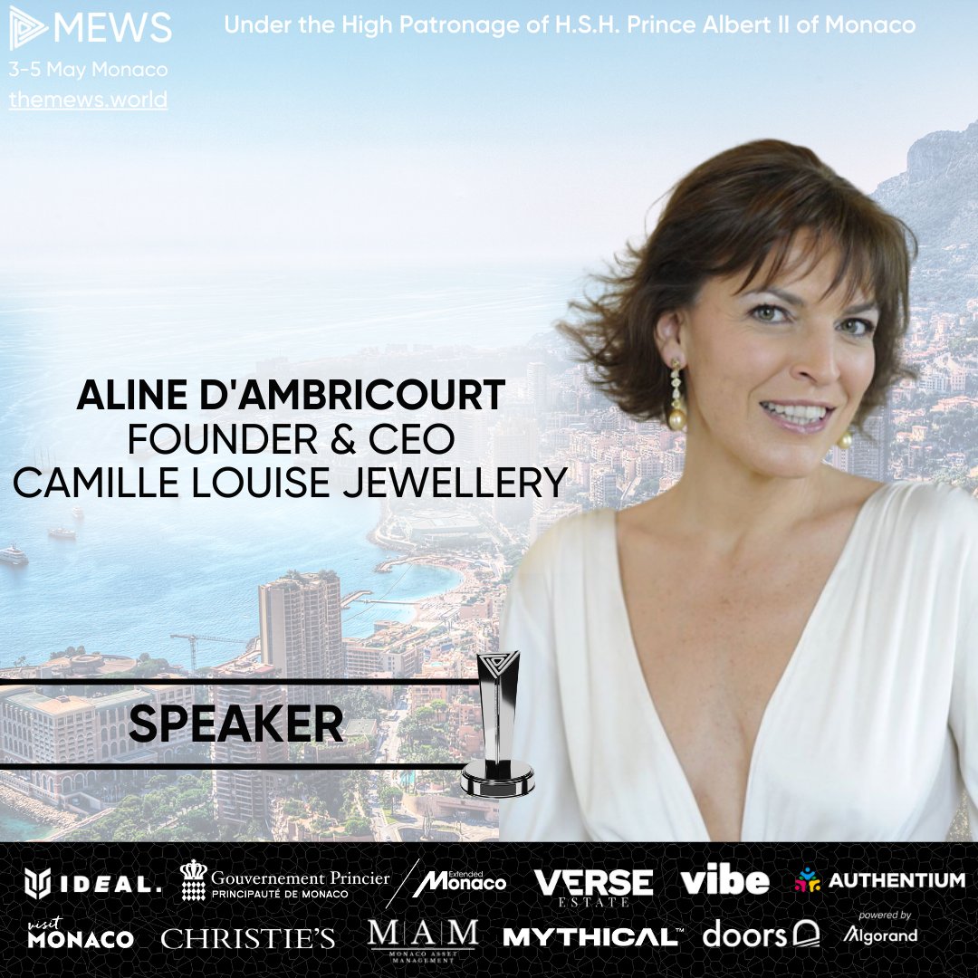 MewsAwards's tweet photo. MEWS Speaker 2023:
Aline d'Ambricourt is the #Founder of Camille Louise #Jewellery, based in Zug (aka Cryptovalley, Switzerland), and Gem XR in #London, a 360° Web3 #Metaverse as a Service #experience for #luxury brands, creatives, and businesses 🙌 https://t.co/AHFMAIy6So