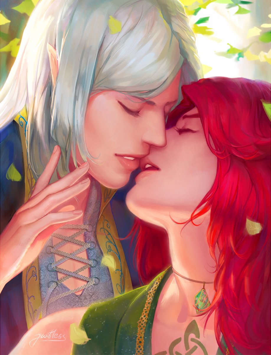 Lovers #commission #digitalart #kissing #digitaldrawing #fantasy #elves