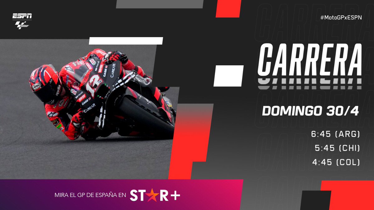 MartinUrruty's tweet photo. ⏰¿Despiertos en #Latinoamérica? #Ya estamos al #aire con @MoreaGustavo en la transmisión de #SpanishGP de #Moto3, #Moto2 y #MotoGP a través de #ESPN3 y @StarPlusLA. ¡Los esperamos!

#MotoGPxESPN #ESPNenStarPlus https://t.co/IM8pbE9Fph