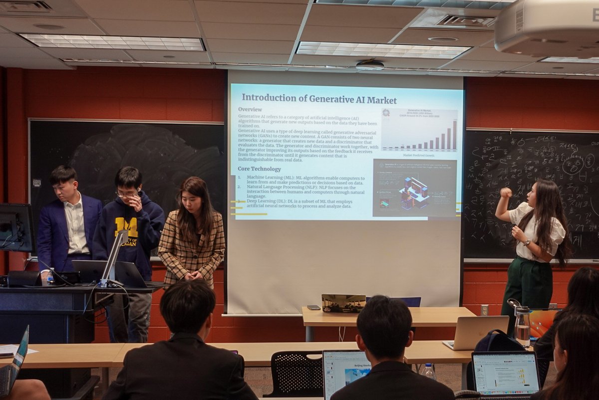 MichiganVenture's tweet photo. Michigan Venture Club's final presentation part two showcased a diverse range of teams, including New Energy, Robotic Mowers, Web3, and AI. From sustainable energy solutions to cutting-edge robotics, the innovation was impressive. Great job guys! https://t.co/kCJ1RTvCLK