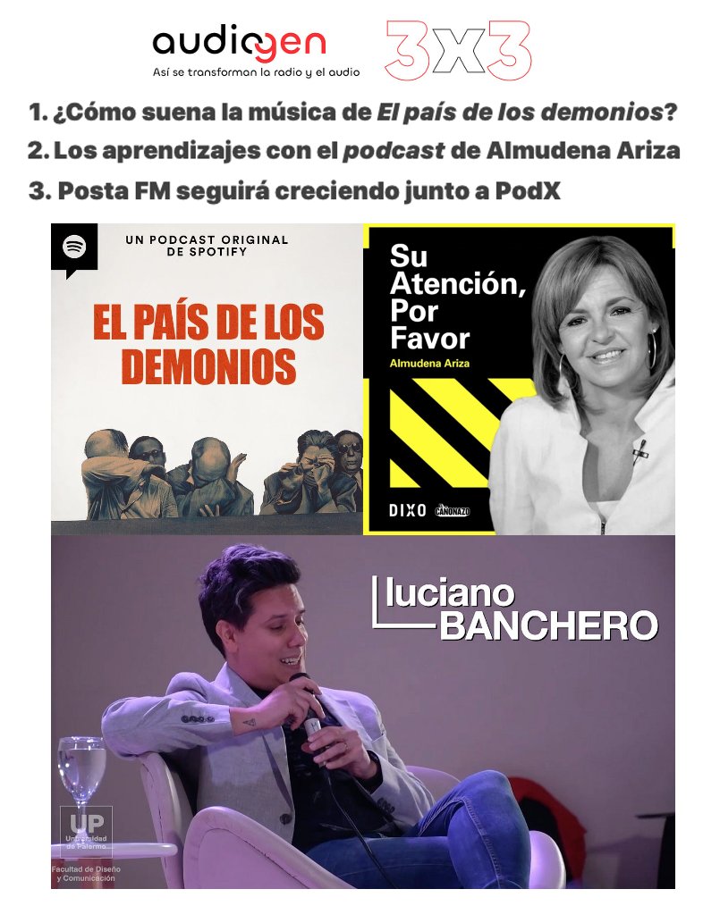 LuismiPedrero's tweet photo. ¿Cómo se diseñó la BSO de “El país de los demonios”? ¿Por qué @almuariza aprecia tanto el #podcast? ¿Qué horizonte se le abre a @postafm tras vincularse con #PodX? Las recomendaciones de esta semana ilustran muy bien la dimensión narrativa, estética y comercial del #audio digital https://t.co/QlpzLCTo5E