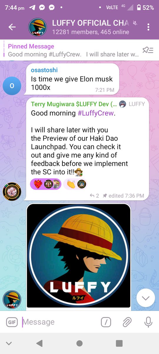 BecBarbados's tweet photo. #LuffyToken is ready to go to the next level.
#message from our Captain #LuffyArmy
#HakiDao #launchpad #PREVIEW is coming, tune into official #telegramgroups for the #view
Now is the time to fill them bags, get ready to #Vote2Earn
Another #LuffyUtility
๐ฅ๐ https://t.co/lO27r8HfWj