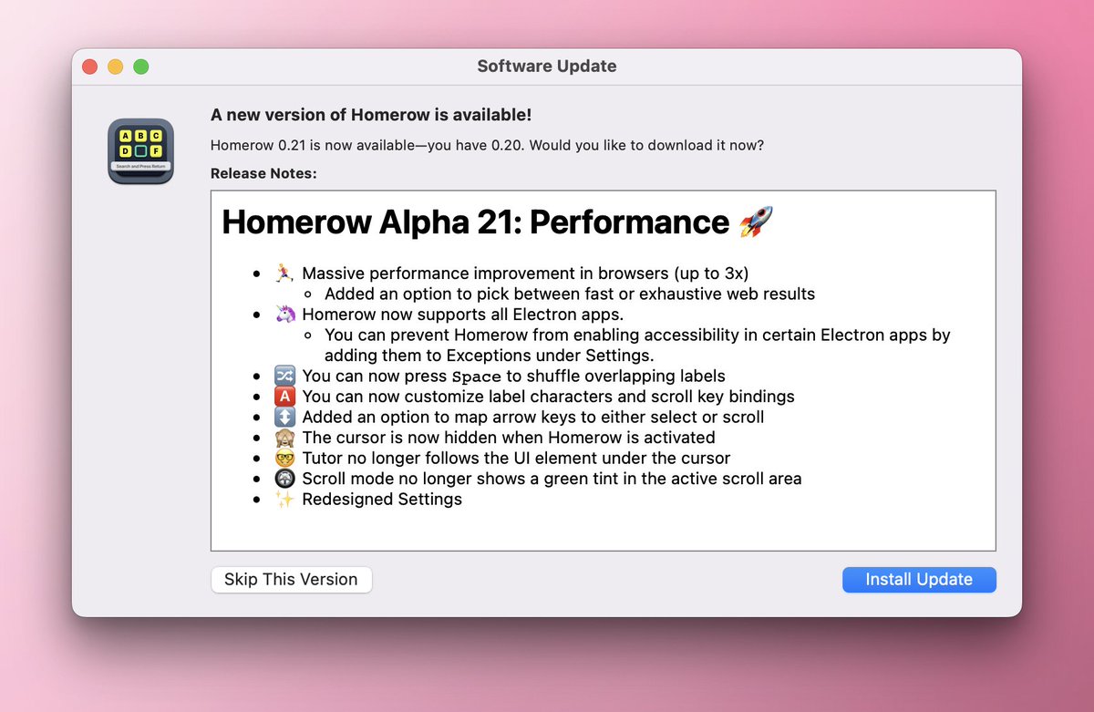 I just released Homerow 21 💫