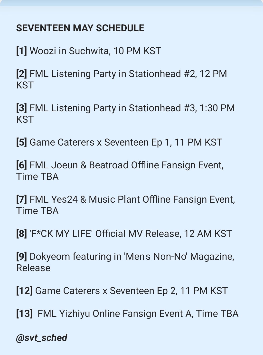 SUPER SEVENTEEN SCHEDULE ☁️ on Twitter "SEVENTEEN (OFFICIAL/ANNOUNCED