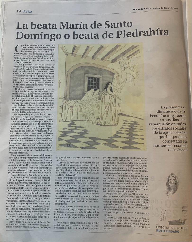 RuthRuthpindado's tweet photo. Último art. “la beata de Piedrahíta ” #historiaenfemenino #mujeresqdejanhuella https://t.co/rdKzX2VBK4