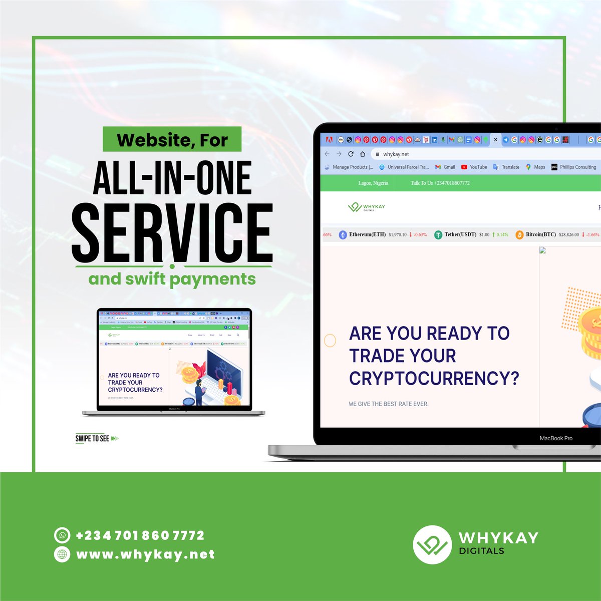 WhykayDigitals's tweet image. Stay connected with Whykay via our different channels today.
.
Visit our website for more information on our services.
.
Send us a message for all  inquiries and support.
_
#tradewithwhykay #cryptocompany #cryptocurrency #etherum