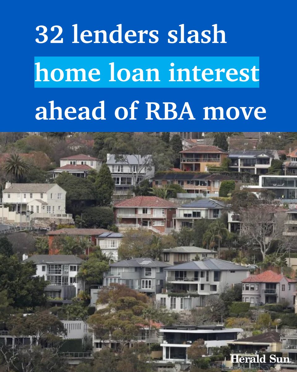 theheraldsun's tweet photo. A massive 32 home loan lenders, including major banks ANZ and NAB, have slashed interest rates, with experts expecting more to come as the RBA changes tack > https://t.co/iJQPsSvImH https://t.co/asPPG0yVnt