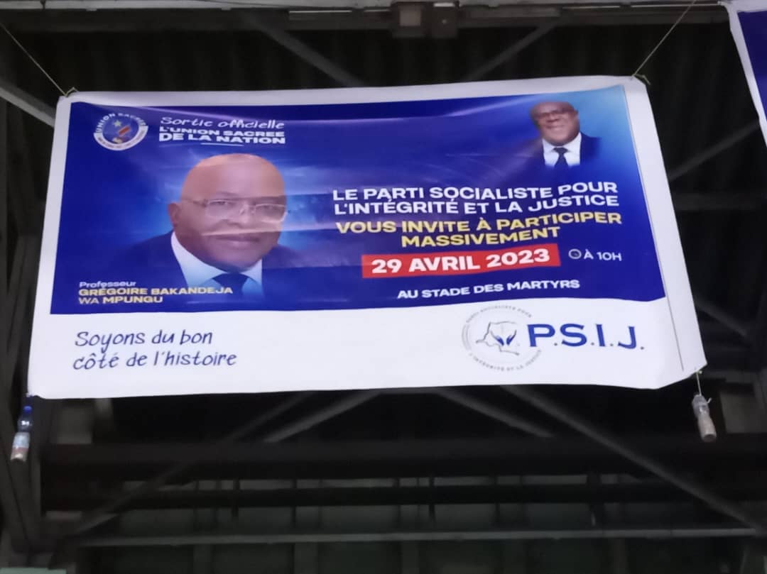PSIJrdc's tweet photo. 29 Mars 2023|  Le #PSIJ du Professeur @gbakandeja était valablement représenté lors de la cérémonie de sortie officielle de l'Union Sacrée de la Nation au Stade des martyrs.
#RDC #PSIJrdc https://t.co/8y4Ab0CkqV