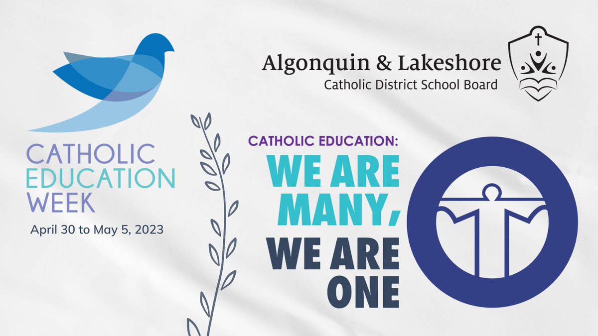 #CEW2023 will be celebrated across the province from April 30 - May 5, 2023. This year’s theme of Catholic Education Week is We are Many, We are One. To learn about all the exciting events happening this week in the ALCDSB visit: bit.ly/3LgbFHz #ALCDSBCEW