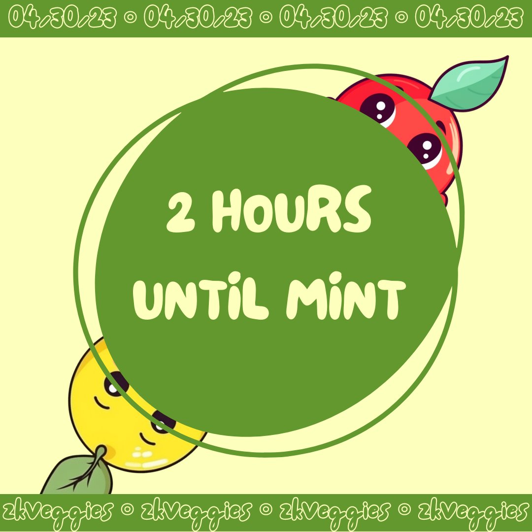 It's coming. Most anticipated nft project on zkSync.

We close the whitelist in 1 hour.

Last chance to get in. 

Follow <a href="/zkVeggies/">zkVeggies🥦</a> + RT + comment to be considered.